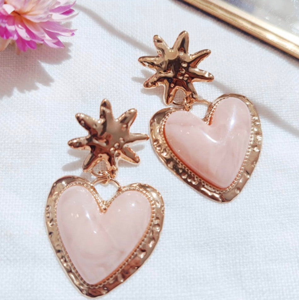 Boucles d’oreilles Cœur Rosé