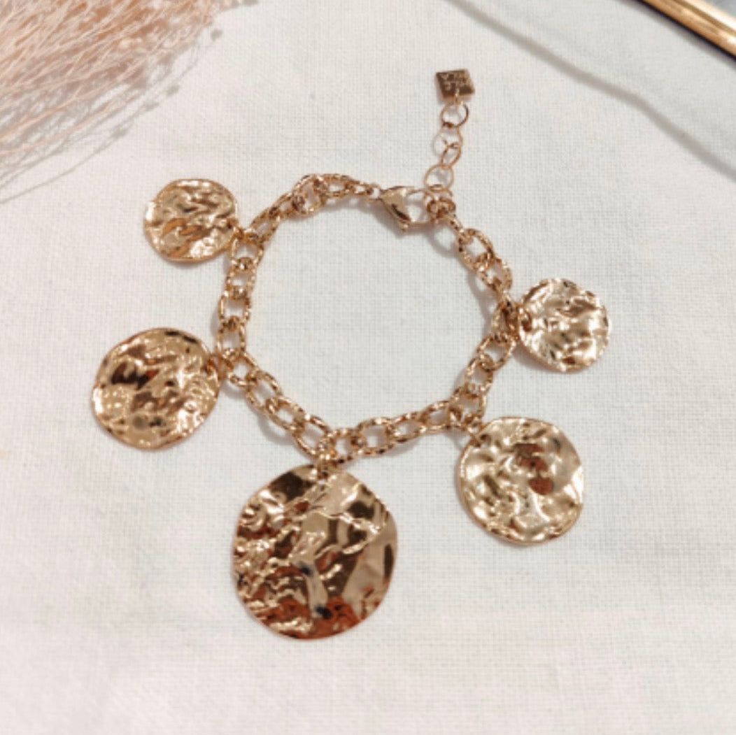 Bracelet Médailles Martelées Dorées