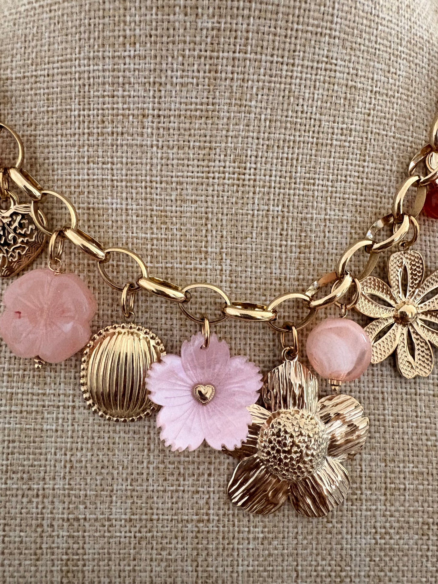 Collier Fleur Doré & Rose Tendance