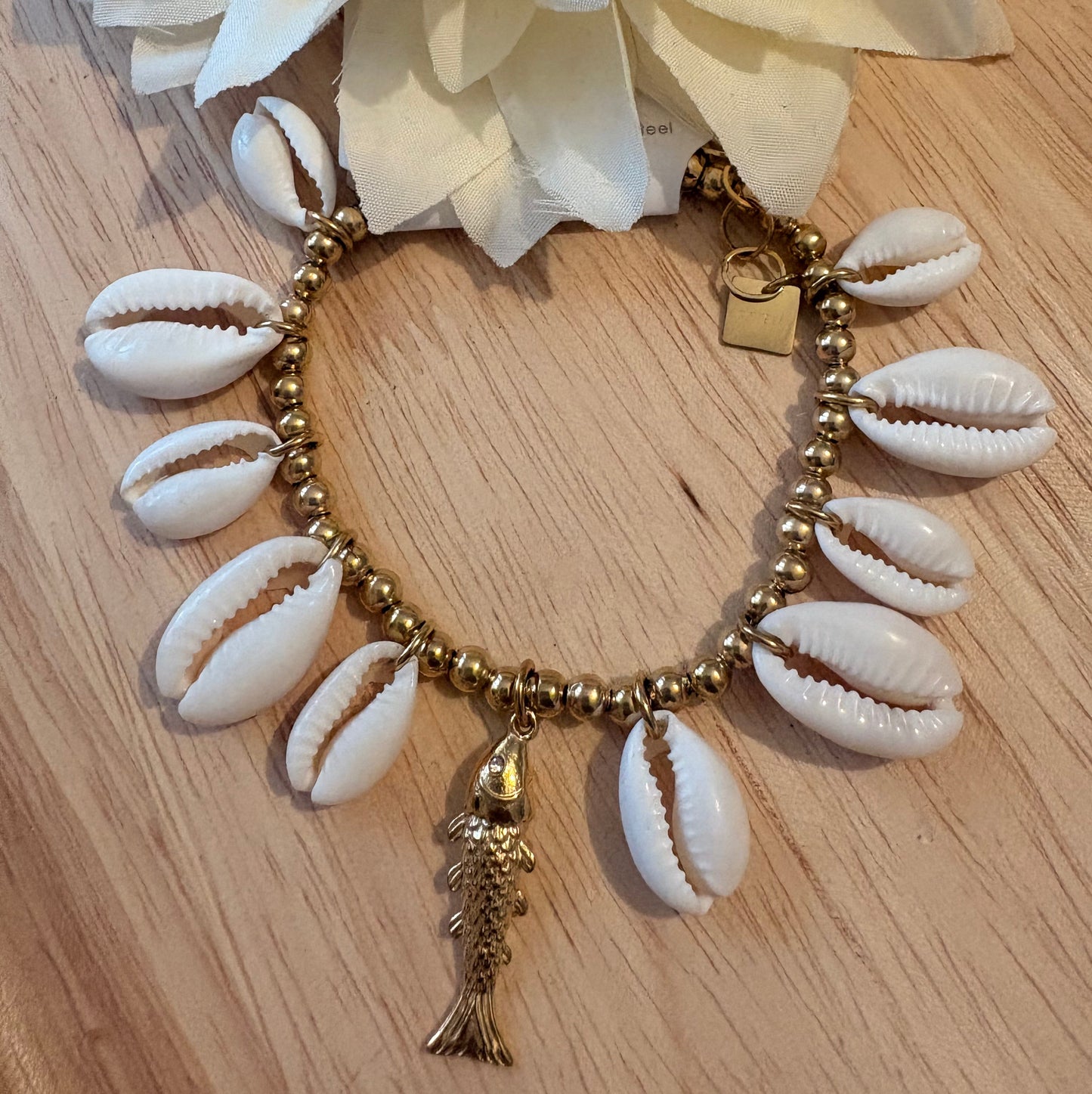 Bracelet Coquillages & Poisson Doré – Esprit Bohème Chic