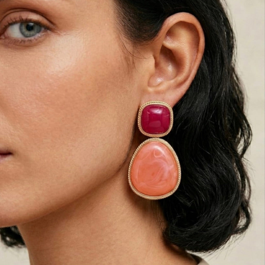 Boucles Rose Fuchsia & PĂȘche