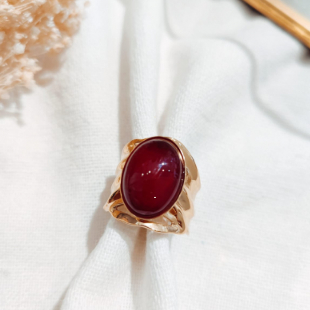 Bague Cœur Ambré Bordeaux