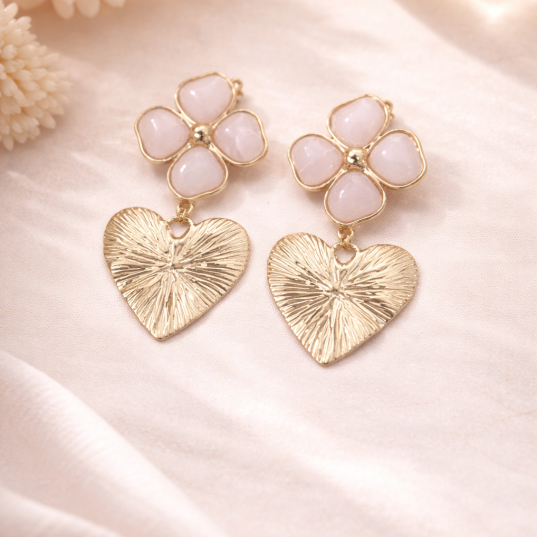 Boucles d’oreilles Fleur & Cœur – Collection Élégance