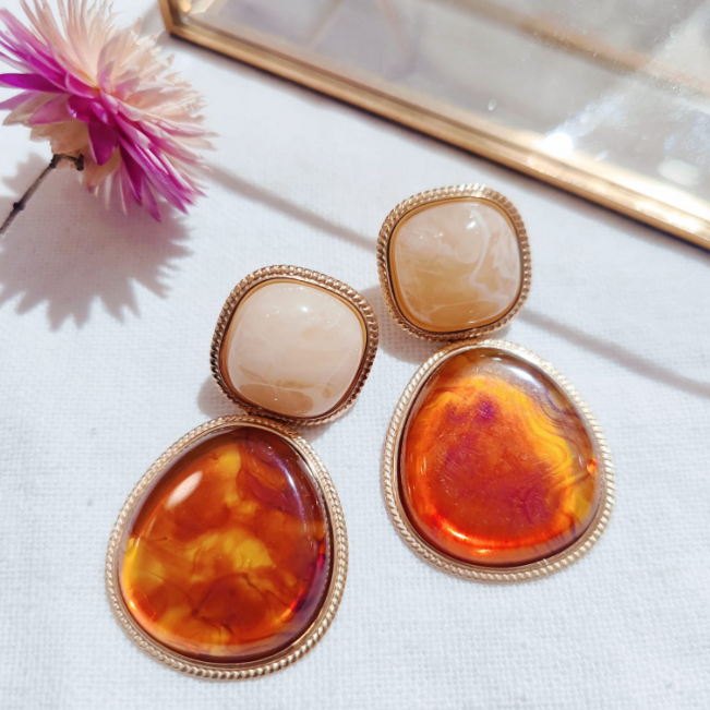 Boucles d’oreilles Ambre Doré