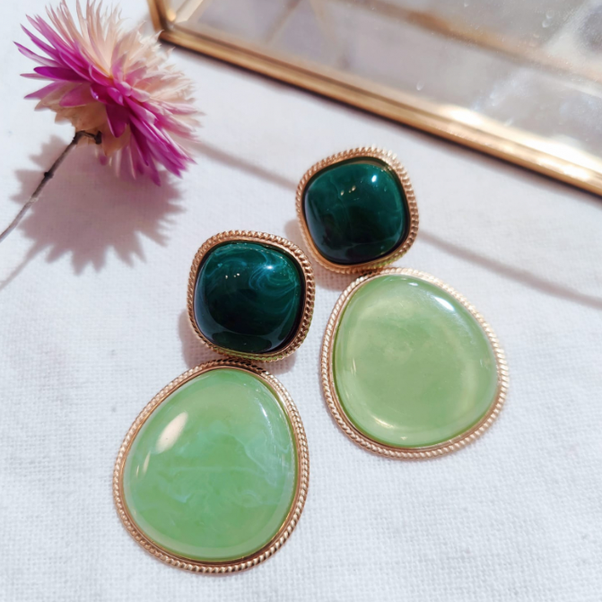 Boucles d’oreilles Émeraude Élégance