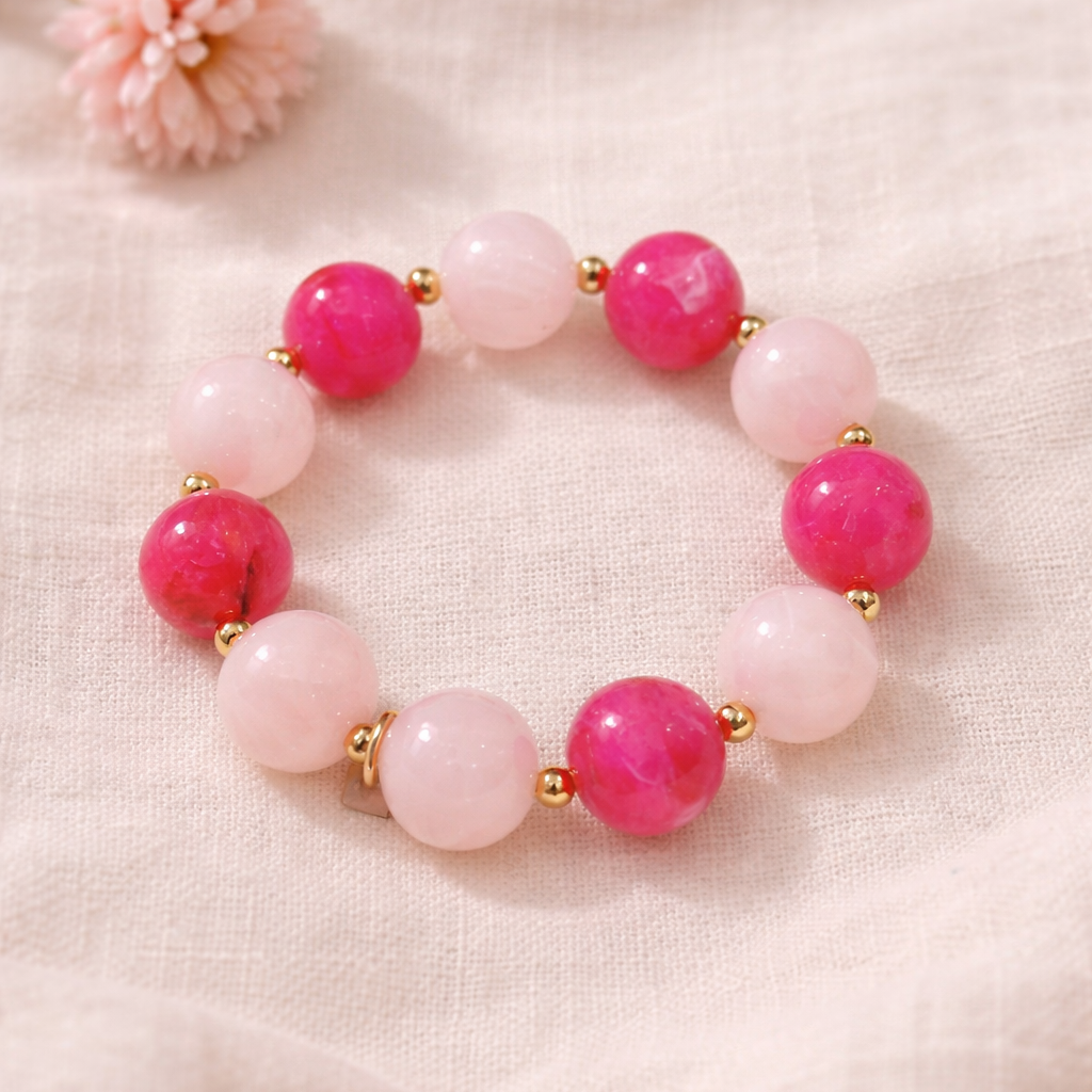 Bracelet perles roses & fuchsia – style chic et féminin