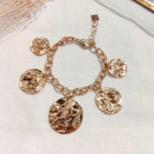 Bracelet Médailles Martelées Dorées