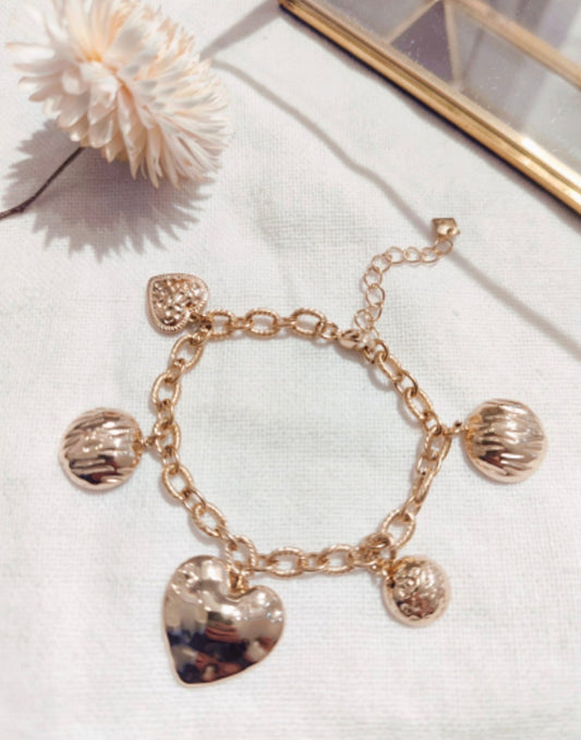 Bracelet Cœur Doré Oversize