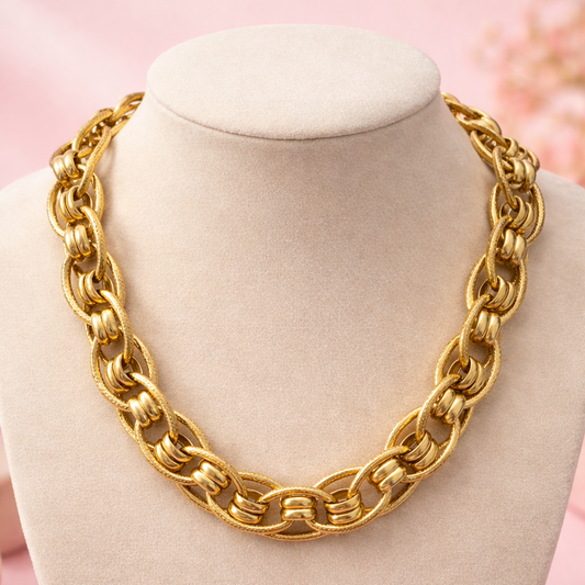 Collier doré à grosses mailles, au style élégant et tendance