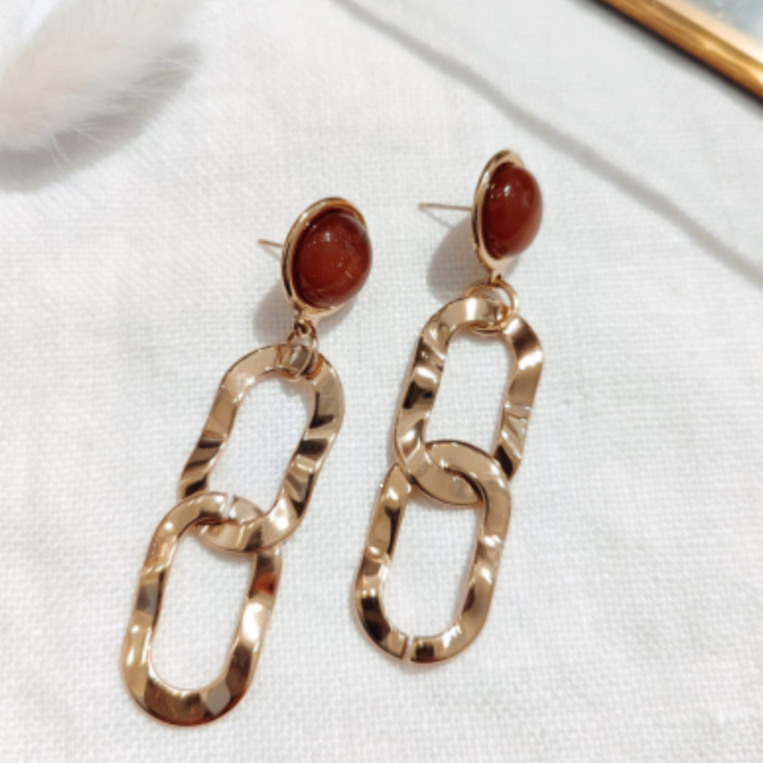 Boucles d’oreilles dorées – Éclat Terracotta