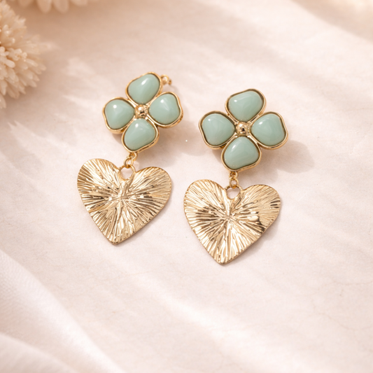 Boucles d’oreilles Fleur & Cœur – Collection Élégance
