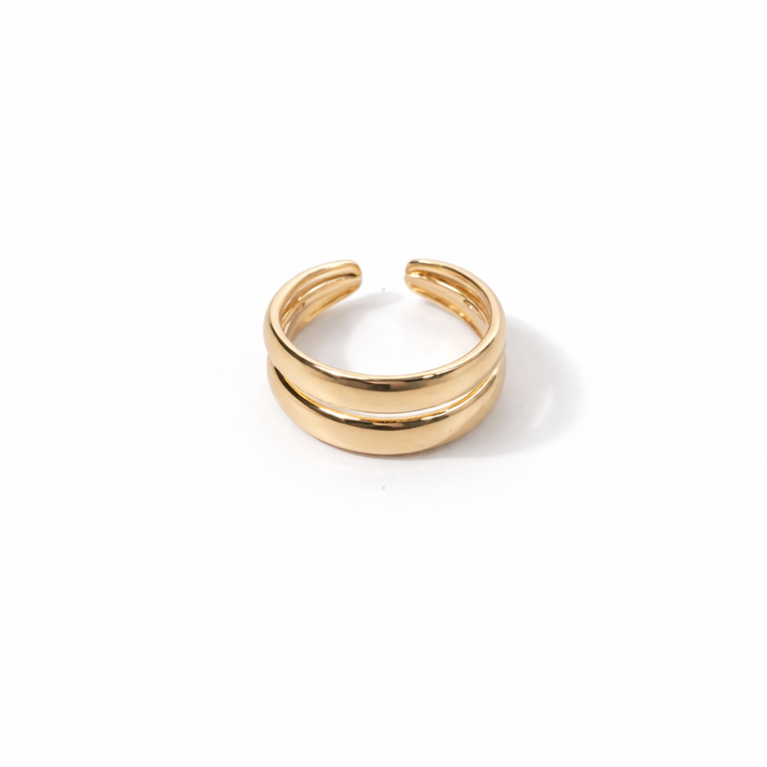Bague Double Anneau – Finition Dorée