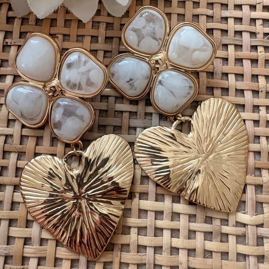 Boucles d’oreilles Fleur & Cœur – Collection Élégance
