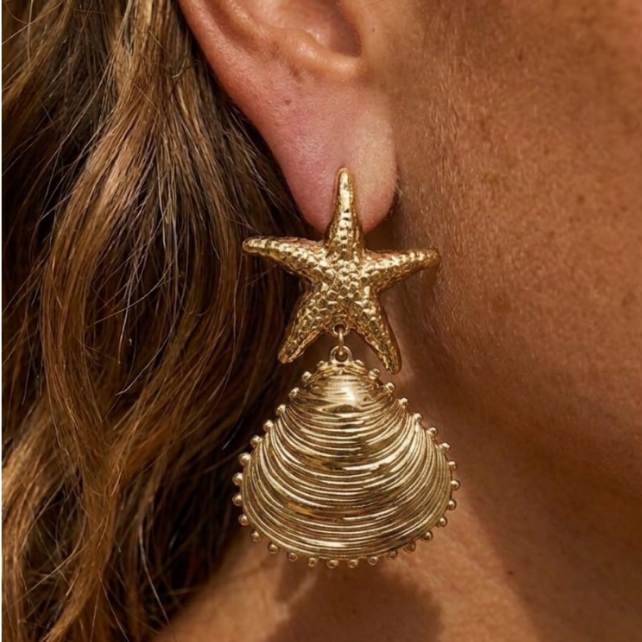 Boucles d’oreilles Étoile & Coquillage Dorées
