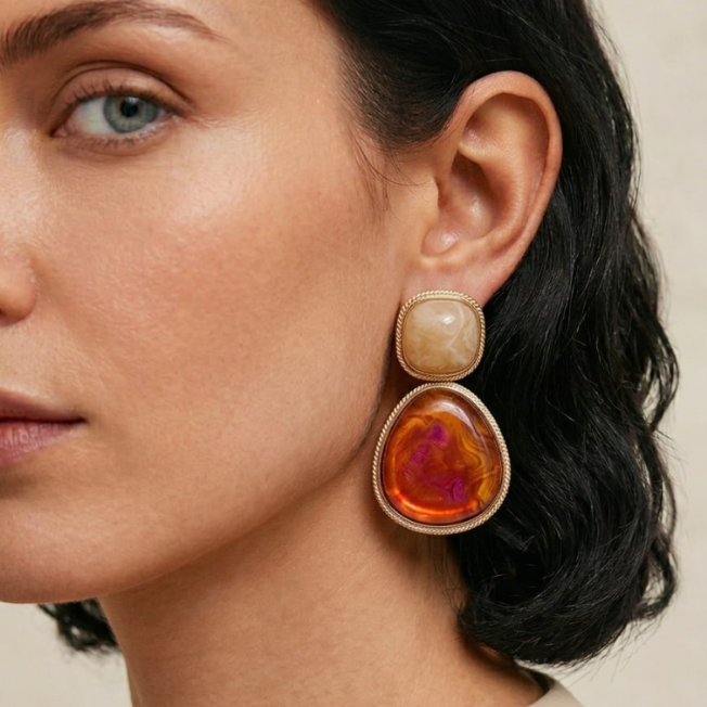 Boucles d’oreilles Ambre Doré